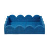 Rori Decorative Accessory Tray, Scalloped Edge 15 Inch Blue Raffia