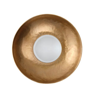 Rea Decorative Wall Mirror, 27 Inch Round Burnished Gold Frame