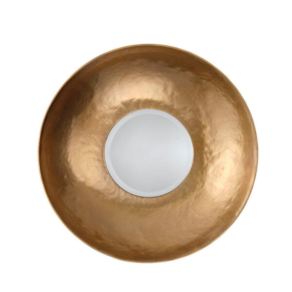 Rea Decorative Wall Mirror, 27 Inch Round Burnished Gold Frame