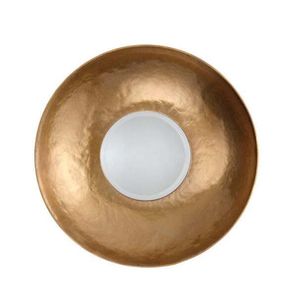Rea Decorative Wall Mirror, 27 Inch Round Burnished Gold Frame