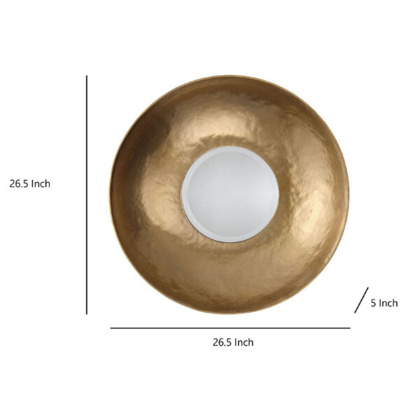 Rea Decorative Wall Mirror, 27 Inch Round Burnished Gold Frame