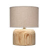 Timy Accent Table Lamp, 18 Inch, Linen Drum Shade, Brown Wood Base