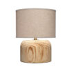 Timy Accent Table Lamp, 18 Inch, Linen Drum Shade, Brown Wood Base