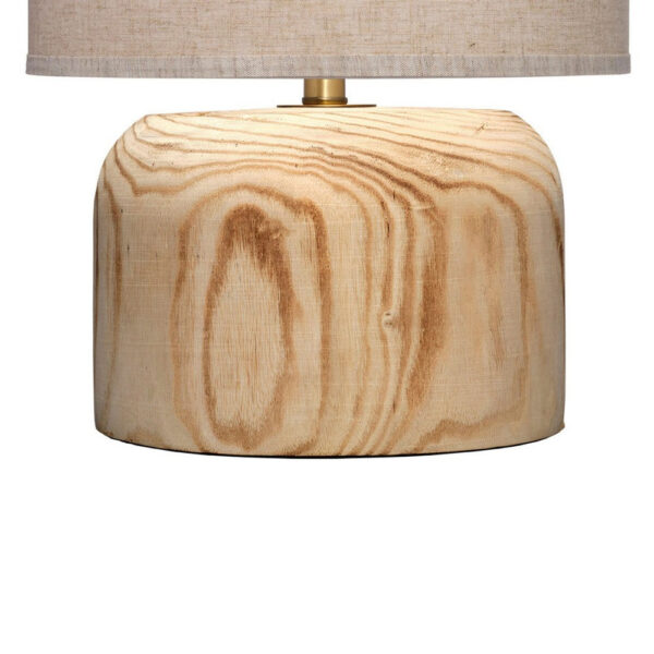 Timy Accent Table Lamp, 18 Inch, Linen Drum Shade, Brown Wood Base