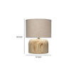Timy Accent Table Lamp, 18 Inch, Linen Drum Shade, Brown Wood Base