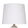 Riz Accent Table Lamp, 20 Inch Ceramic Glaze Gray Silver, White Linen