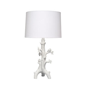 Sils Accent Table Lamp, Linen Shade, White Trunk Resin Base 28 Inch