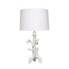 Sils Accent Table Lamp, Linen Shade, White Trunk Resin Base 28 Inch