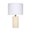 Myn Table Lamp, 18 Inch, White Linen Drum Shade, Cream Leather Base
