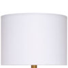 Myn Table Lamp, 18 Inch, White Linen Drum Shade, Cream Leather Base