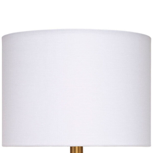 Myn Table Lamp, 18 Inch, White Linen Drum Shade, Cream Leather Base