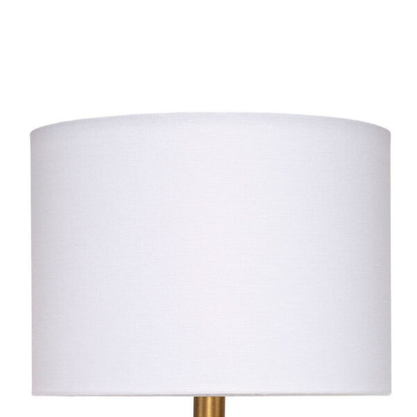 Myn Table Lamp, 18 Inch, White Linen Drum Shade, Gray Leather Base