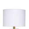 Myn Table Lamp, 18 Inch, White Linen Drum Shade, Blue Leather Base