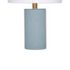 Myn Table Lamp, 18 Inch, White Linen Drum Shade, Blue Leather Base