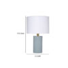 Myn Table Lamp, 18 Inch, White Linen Drum Shade, Blue Leather Base