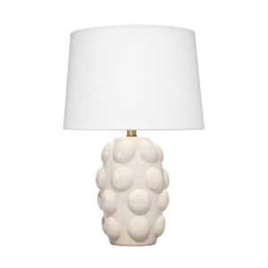 Lizy Accent Table Lamp, White Linen Shade, Bubble Ceramic Base 20 Inch