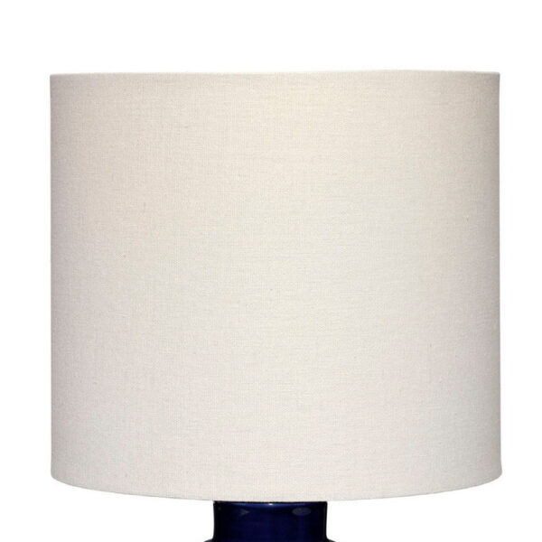Hyla Accent Table Lamp, 17 Inch, Cream Linen, Blue Geometric Ceramic
