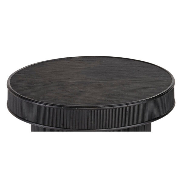Tyl Side End Table, 22 Inch, Round Top, Cylindrical Bamboo Base, Black