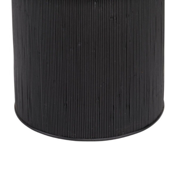 Tyl Side End Table, 22 Inch, Round Top, Cylindrical Bamboo Base, Black