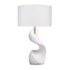 Koz Accent Table Lamp, Linen Shade, White Curved Sculpture 32 Inch