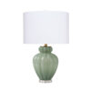 Aggy Accent Table Lamp, White Linen Shade, Green Glass Base 23 Inch