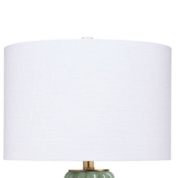 Aggy Accent Table Lamp, White Linen Shade, Green Glass Base 23 Inch