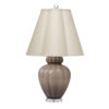 Aggy Accent Table Lamp, 23 Inch, Linen Scallop Shade, Taupe Glass Base