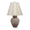 Aggy Accent Table Lamp, 23 Inch, Linen Scallop Shade, Taupe Glass Base