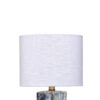 Flix Accent Table Lamp, 23 Inch, White Linen, Blue Scalloped Ceramic