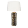 Wrix Accent Table Lamp, White Linen Shade, Ceramic Brown Base 29 Inch