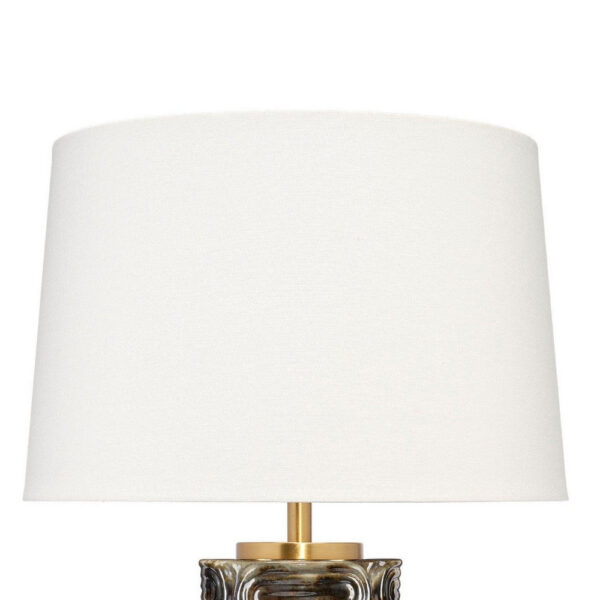 Wrix Accent Table Lamp, White Linen Shade, Ceramic Brown Base 29 Inch