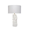 Sery Table Lamp, Linen Shade, Matte White Textured Ceramic 31 Inch