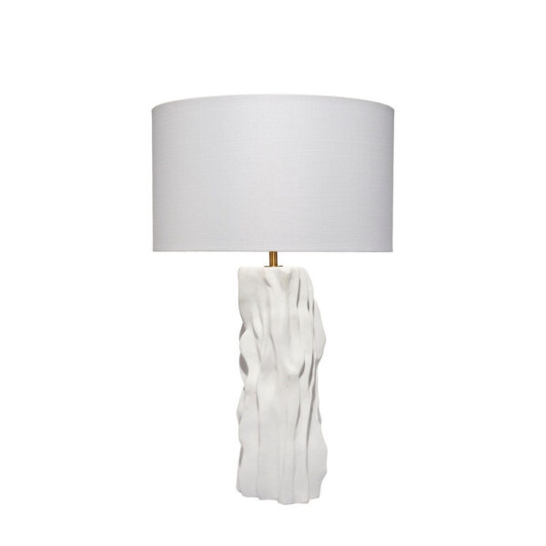 Sery Table Lamp, Linen Shade, Matte White Textured Ceramic 31 Inch