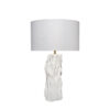 Sery Table Lamp, Linen Shade, Matte White Textured Ceramic 31 Inch