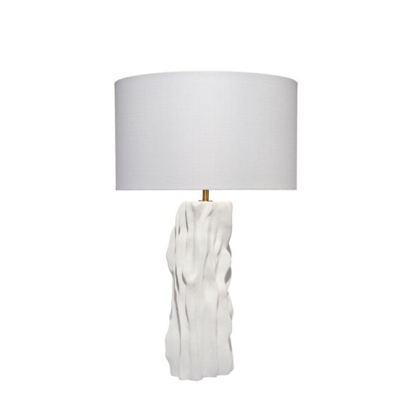Sery Table Lamp, Linen Shade, Matte White Textured Ceramic 31 Inch