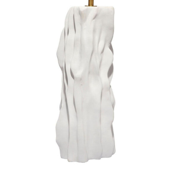 Sery Table Lamp, Linen Shade, Matte White Textured Ceramic 31 Inch