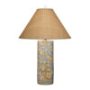 Eriy Accent Table Lamp, Brown Raffia Cone Shade, Blue Abstract 29 Inch