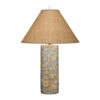 Eriy Accent Table Lamp, Brown Raffia Cone Shade, Blue Abstract 29 Inch