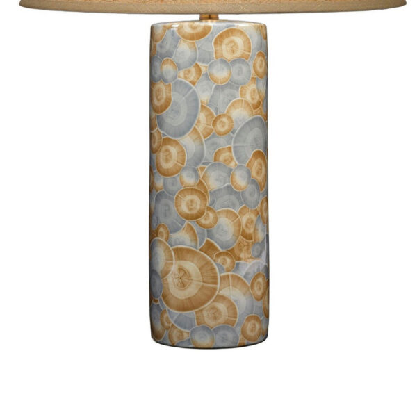 Eriy Accent Table Lamp, Brown Raffia Cone Shade, Blue Abstract 29 Inch