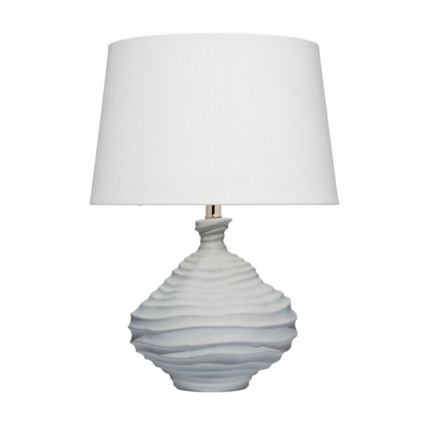 Ozy Accent Table Lamp, Linen Shade, Light Blue Turned Ceramic 23 Inch