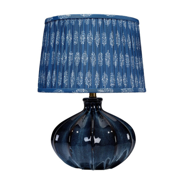 Resy Accent Table Lamp, Cotton Classic Royal Blue White Shade, 20 Inch