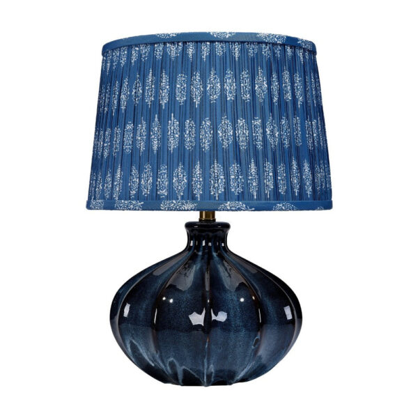 Resy Accent Table Lamp, Cotton Classic Royal Blue White Shade, 20 Inch