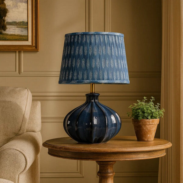 Resy Accent Table Lamp, Cotton Classic Royal Blue White Shade, 20 Inch