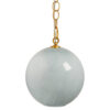 Tero Ceiling Pendant Light, Blue Blown Glass, Antique Brass, 12 Inch