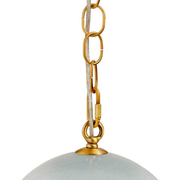 Tero Ceiling Pendant Light, Blue Blown Glass, Antique Brass, 12 Inch