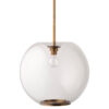 Leio Ceiling Pendant Light, Clear Blown Glass, Antique Brass, 20 Inch