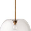Leio Ceiling Pendant Light, Clear Blown Glass, Antique Brass, 20 Inch