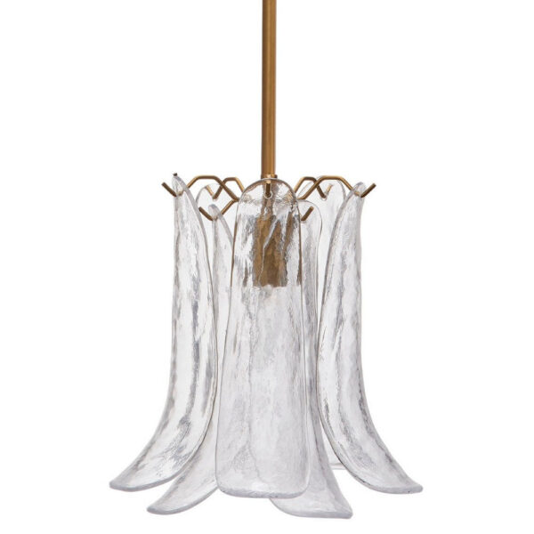 Kero Ceiling Lamp, Murano Style Clear Blown Glass Pendant, 12 Inch