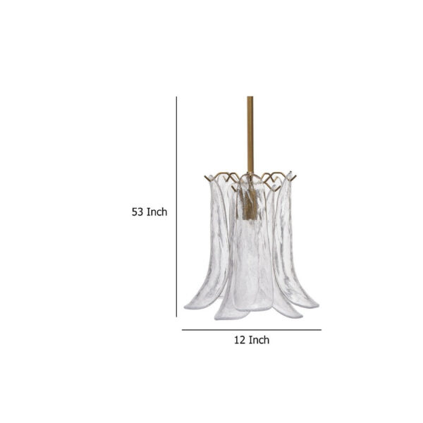 Kero Ceiling Lamp, Murano Style Clear Blown Glass Pendant, 12 Inch