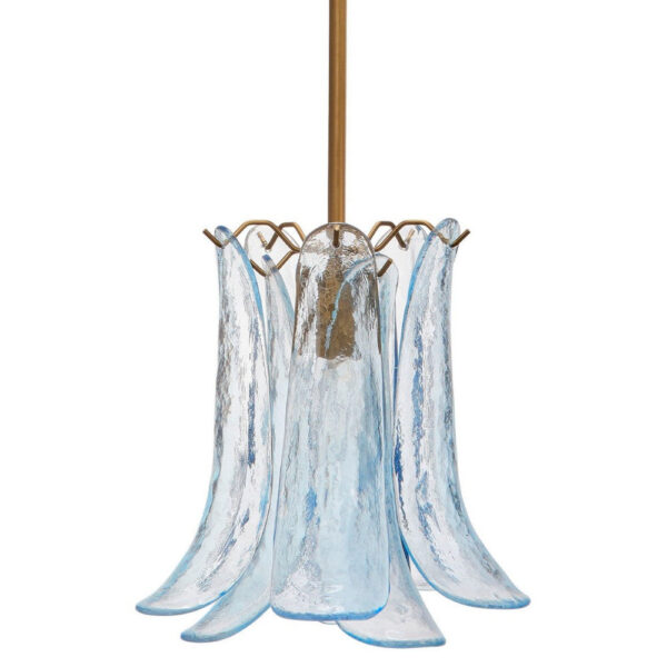 Kero Ceiling Lamp, Murano Style Sky Blue Blown Glass Pendant, 12 Inch